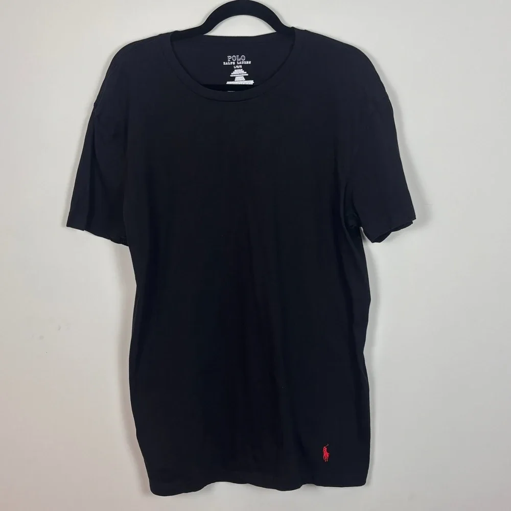 RALPH LAUREN POLO Mens Black Classic Fit Tee Size L Preppy 100% Cotton‎ Summer